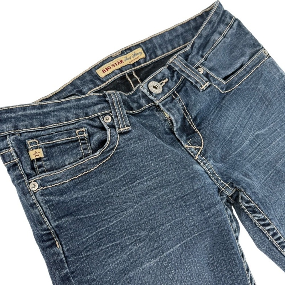 BIG STAR 29R Sweet Skinny Jeans Dark Wash Ultra Low Fit Bling Pockets Y2K